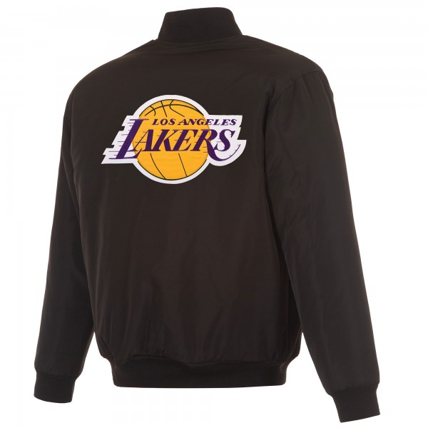 Los Angeles Lakers JH Design Black/Gray Reversible Full-Zip Flight Jacket