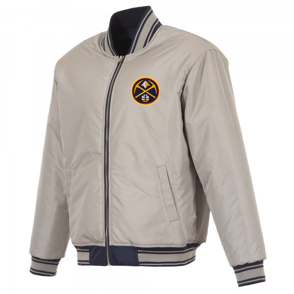 Denver Nuggets JH Design Navy/Gray Reversible Full-Zip Flight Jacket