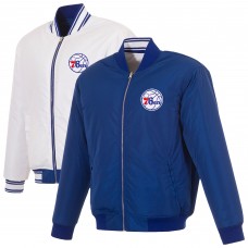 Philadelphia 76ers JH Design Royal/White Reversible Full-Zip Flight Jacket