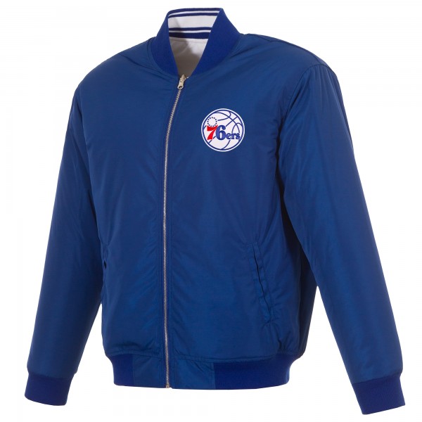 Philadelphia 76ers JH Design Royal/White Reversible Full-Zip Flight Jacket