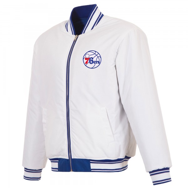 Philadelphia 76ers JH Design Royal/White Reversible Full-Zip Flight Jacket