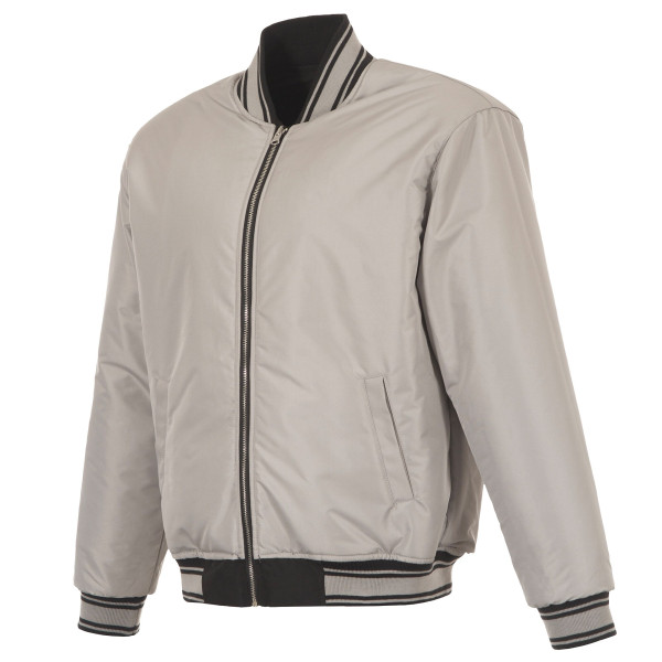 Milwaukee Bucks JH Design Black/Gray Reversible Full-Zip Flight Jacket