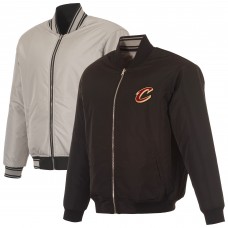Cleveland Cavaliers JH Design Black/Gray Reversible Full-Zip Flight Jacket