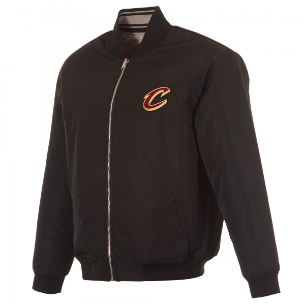 Cleveland Cavaliers JH Design Black/Gray Reversible Full-Zip Flight Jacket