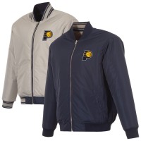 Indiana Pacers JH Design Navy/Gray Reversible Full-Zip Flight Jacket