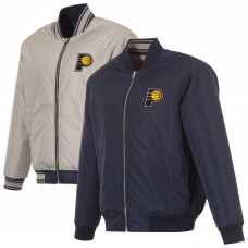 Indiana Pacers JH Design Navy/Gray Reversible Full-Zip Flight Jacket