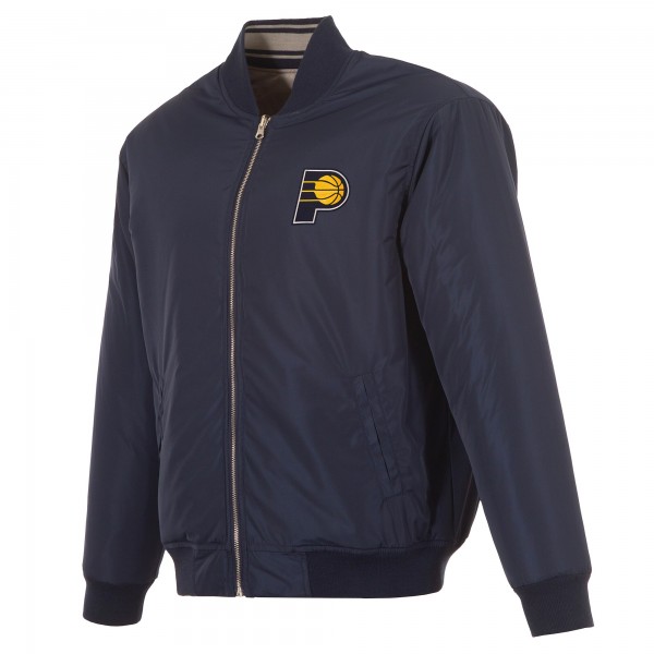 Indiana Pacers JH Design Navy/Gray Reversible Full-Zip Flight Jacket
