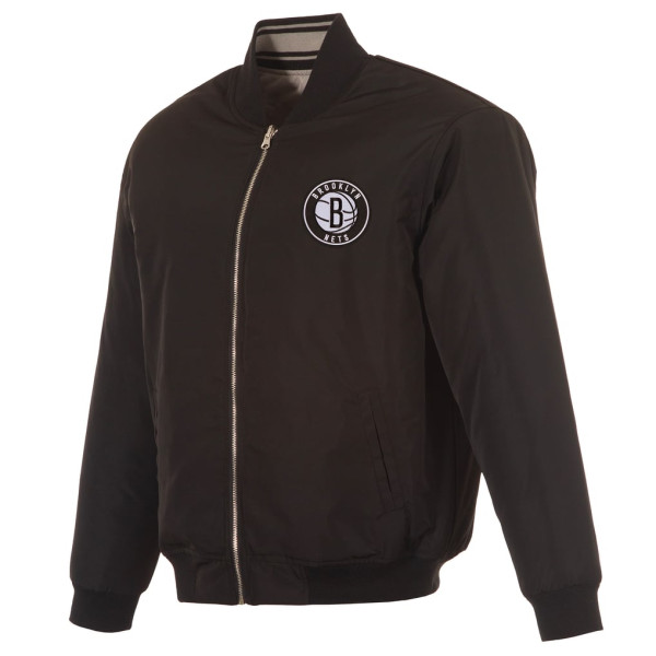 Куртка Brooklyn Nets JH Design Black/Gray Reversible Full-Zip Flight