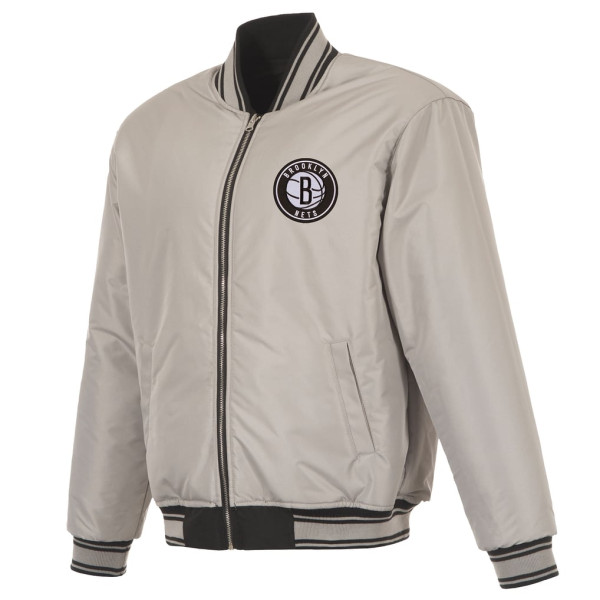 Куртка Brooklyn Nets JH Design Black/Gray Reversible Full-Zip Flight