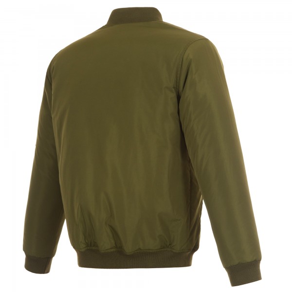 Los Angeles Lakers JH Design Green/Orange Nylon Full-Zip Bomber Jacket