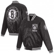 Brooklyn Nets JH Design Black Full-Snap Satin Jacket