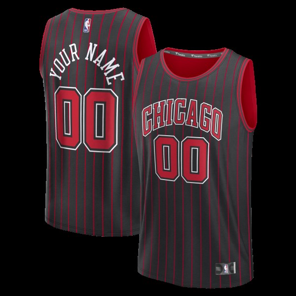 Chicago Bulls Fanatics Black Fastbreak Custom Jersey - Statement Edition