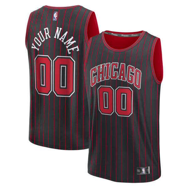Chicago Bulls Fanatics Black Fastbreak Custom Jersey - Statement Edition