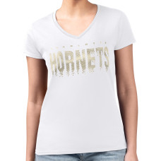 Женская футболка Charlotte Hornets G-III 4Her by Carl Banks White Super-Slim-Fit Metallic Drop Lightweight V-Neck