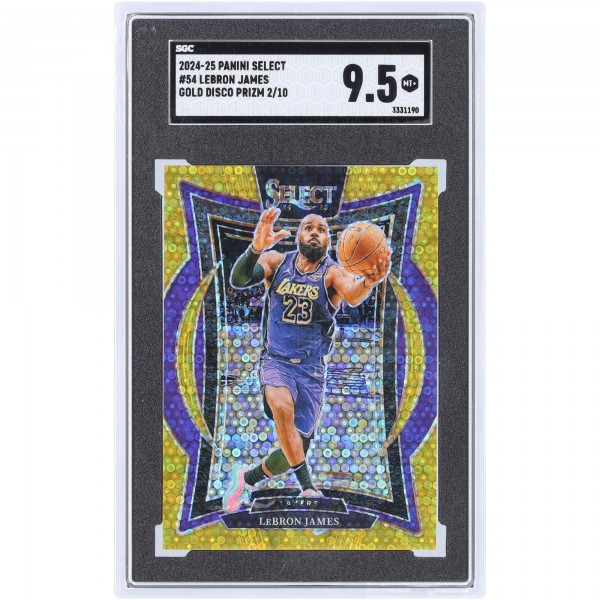 LeBron James Los Angeles Lakers 2024-25 Panini Select Gold Disco Prizm #54 #2/10 SGC Authenticated 9.5 Card
