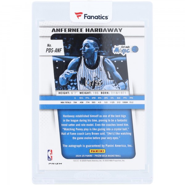 Penny Hardaway Orlando Magic Autographed 2024-25 Panini Prizm Deca Blue Prizm #PDS-ANF #5/35 Card