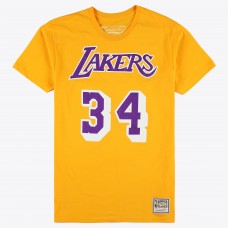 Футболка Unisex Los Angeles Lakers Shaquille ONeal Mitchell & Ness Gold Hardwood Classics Name & Number