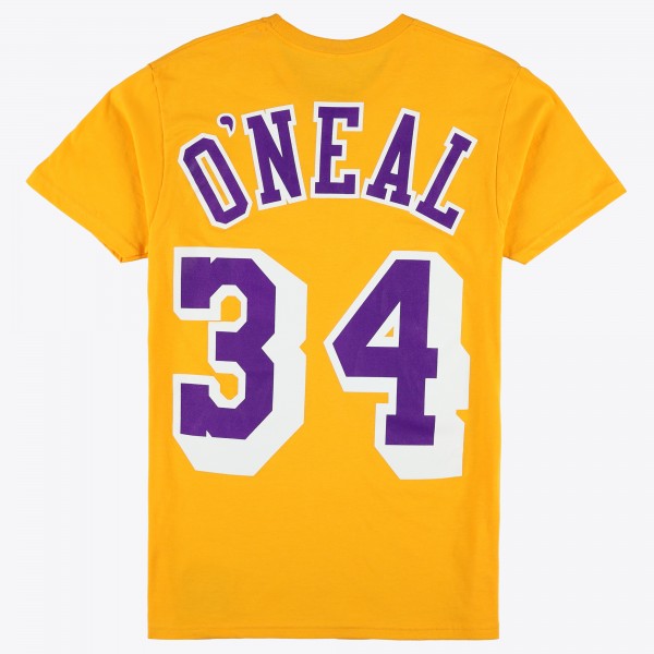 Футболка Unisex Los Angeles Lakers Shaquille ONeal Mitchell & Ness Gold Hardwood Classics Name & Number