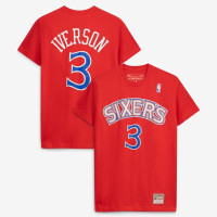 Футболка Unisex Philadelphia 76ers Allen Iverson Mitchell & Ness Red Hardwood Classics Name & Number