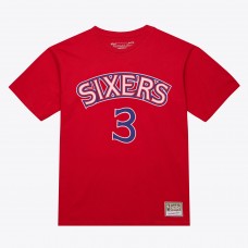 Unisex Philadelphia 76ers Allen Iverson Mitchell & Ness Red Hardwood Classics Name & Number T-Shirt