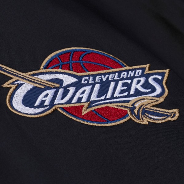 Cleveland Cavaliers Mitchell & Ness Black Hardwood Classics Nights Walk the Tunnel Satin Bomber Full-Snap Hooded Jacket