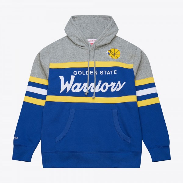 Golden State Warriors Mitchell & Ness Royal/Gray Head Coach Hoodie