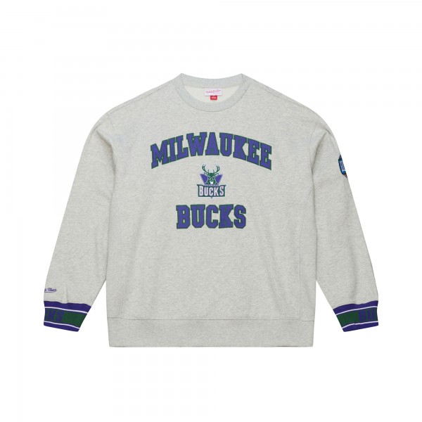 Milwaukee Bucks Mitchell & Ness Heather Gray Team Celebration Sweatshirt
