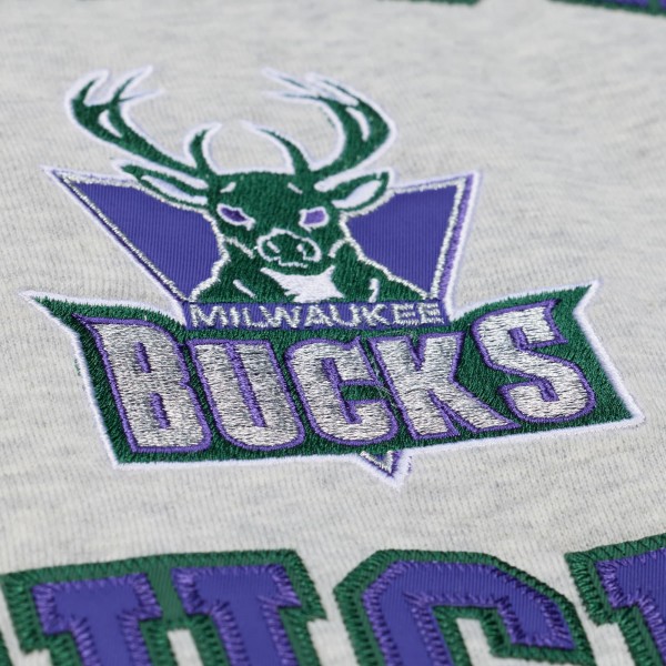 Milwaukee Bucks Mitchell & Ness Heather Gray Team Celebration Sweatshirt