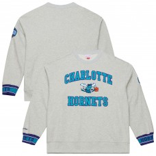 Charlotte Hornets Mitchell & Ness Heather Gray Team Celebration Sweatshirt