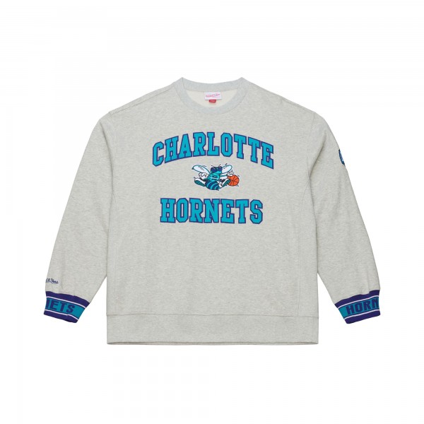 Charlotte Hornets Mitchell & Ness Heather Gray Team Celebration Sweatshirt