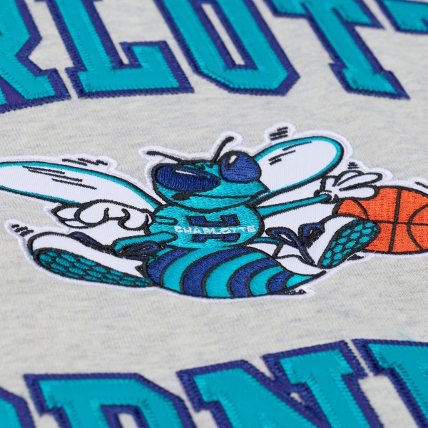 Charlotte Hornets Mitchell & Ness Heather Gray Team Celebration Sweatshirt