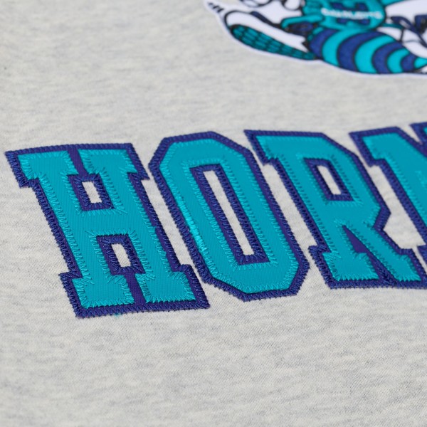 Charlotte Hornets Mitchell & Ness Heather Gray Team Celebration Sweatshirt