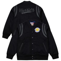 Golden State Warriors Mitchell & Ness Black Walk the Tunnel Full-Snap Varsity Jacket