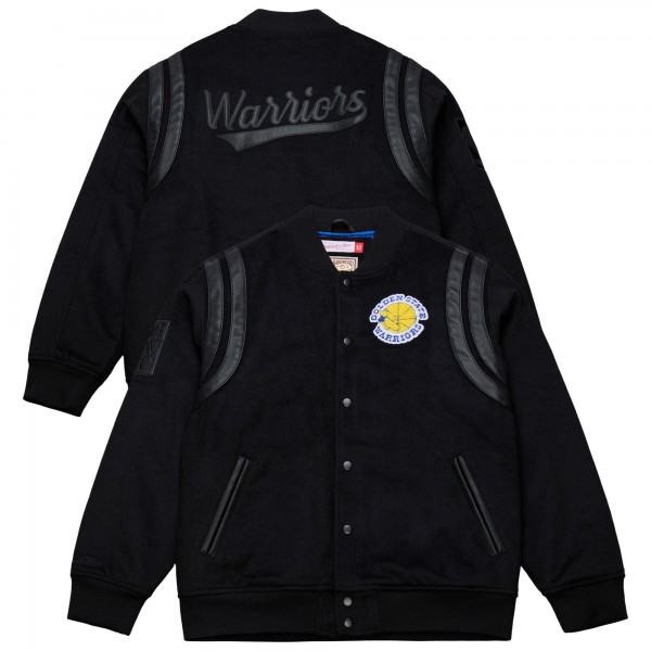 Golden State Warriors Mitchell & Ness Black Walk the Tunnel Full-Snap Varsity Jacket