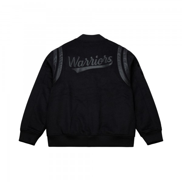 Golden State Warriors Mitchell & Ness Black Walk the Tunnel Full-Snap Varsity Jacket