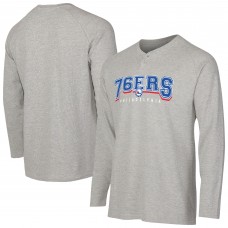 Philadelphia 76ers Concepts Sport Gray Hawthorn Thermal Knit Long Sleeve Henley T-Shirt