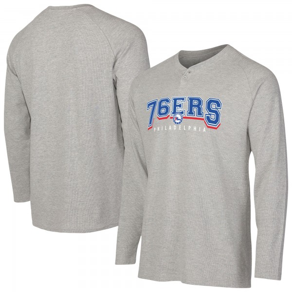 Philadelphia 76ers Concepts Sport Gray Hawthorn Thermal Knit Long Sleeve Henley T-Shirt