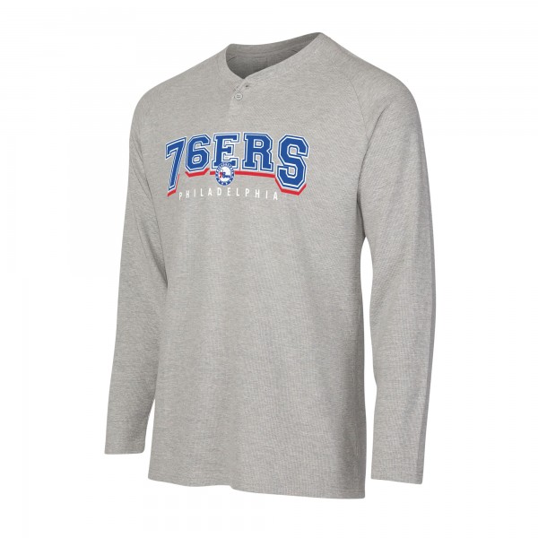 Philadelphia 76ers Concepts Sport Gray Hawthorn Thermal Knit Long Sleeve Henley T-Shirt