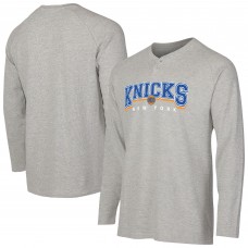 New York Knicks Concepts Sport Gray Hawthorn Thermal Knit Long Sleeve Henley T-Shirt