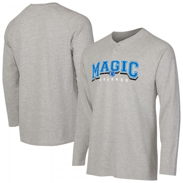 Orlando Magic Concepts Sport Gray Hawthorn Thermal Knit Long Sleeve Henley T-Shirt