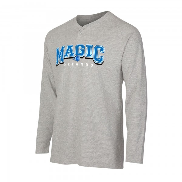Orlando Magic Concepts Sport Gray Hawthorn Thermal Knit Long Sleeve Henley T-Shirt