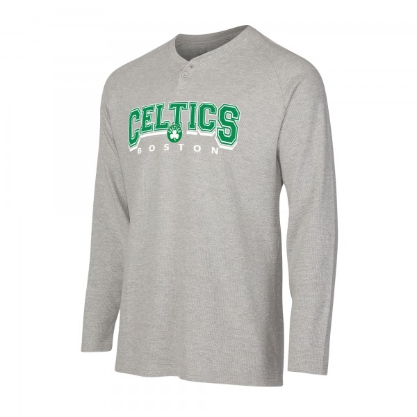 Boston Celtics Concepts Sport Gray Hawthorn Thermal Knit Long Sleeve Henley T-Shirt