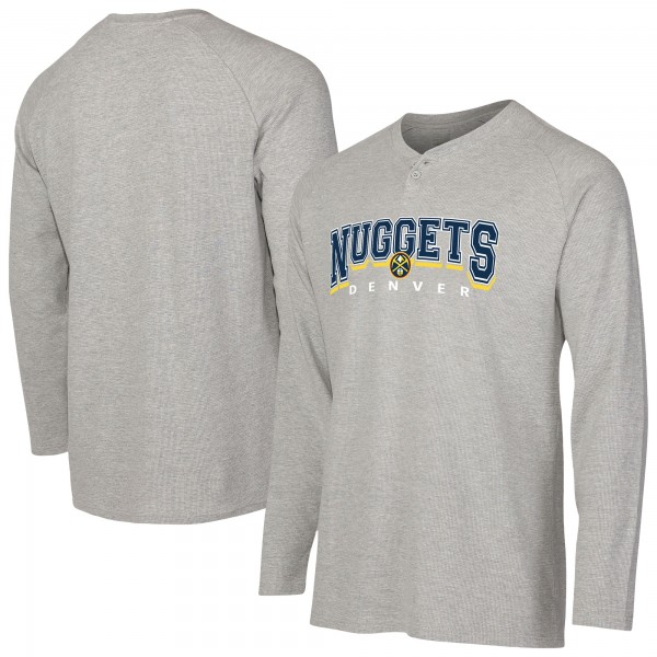 Denver Nuggets Concepts Sport Gray Hawthorn Thermal Knit Long Sleeve Henley T-Shirt