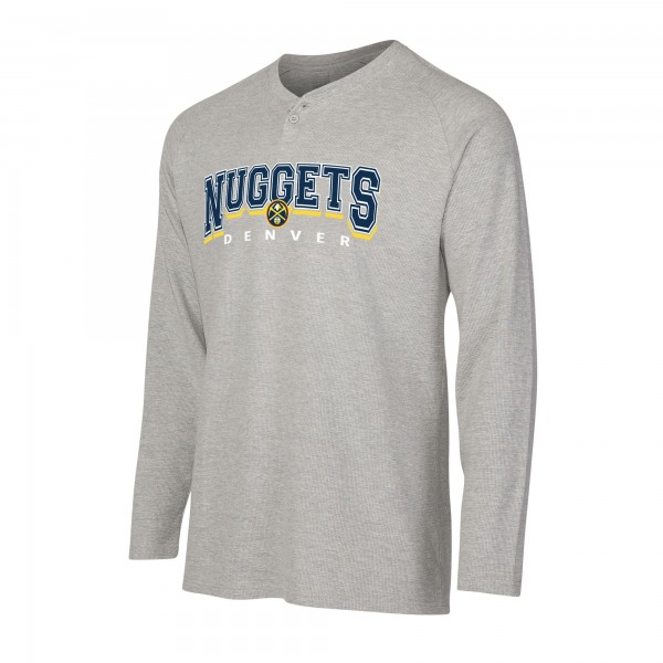 Denver Nuggets Concepts Sport Gray Hawthorn Thermal Knit Long Sleeve Henley T-Shirt