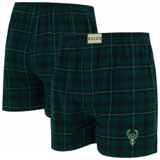 Milwaukee Bucks Concepts Sport Hunter Green/Black Hawthorn Flannel Boxer