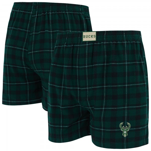 Milwaukee Bucks Concepts Sport Hunter Green/Black Hawthorn Flannel Boxer