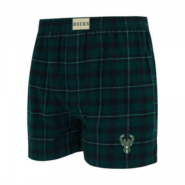 Milwaukee Bucks Concepts Sport Hunter Green/Black Hawthorn Flannel Boxer