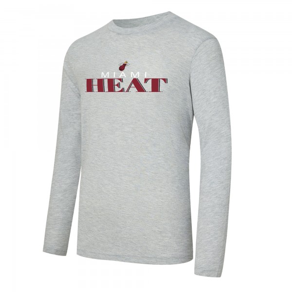 Miami Heat Concepts Sport Wine/Heather Gray Regulate Long Sleeve T-Shirt & Plaid Pant Set
