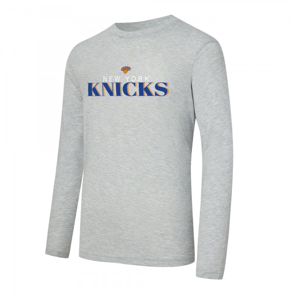 New York Knicks Concepts Sport Royal/Heather Gray Regulate Long Sleeve T-Shirt & Plaid Pant Set