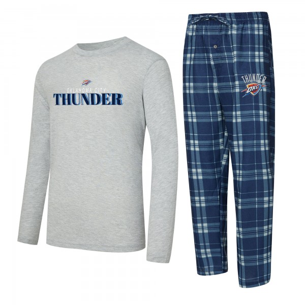 Футболка с длинным рукавом и штаны Oklahoma City Thunder Concepts Sport Navy/Heather Gray Regulate